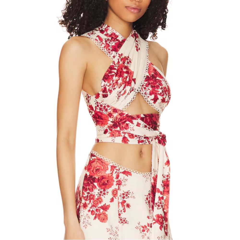 LPA Top 532 in Red & Cream Floral